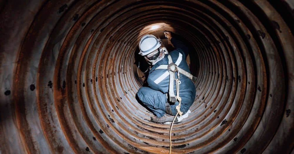 Homem trabalhando em túnel de ar
